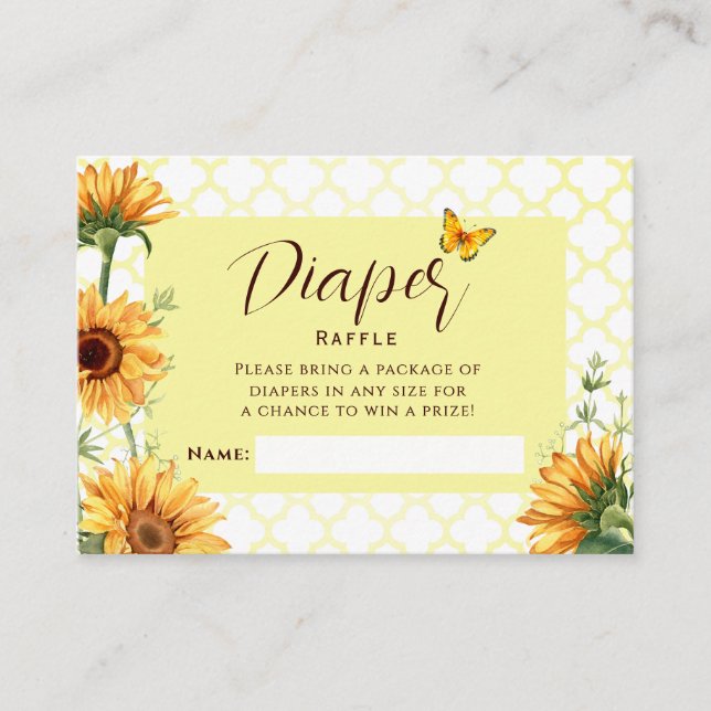 Butterfly Baby Shower Diaper Raffle Ticket (Front)