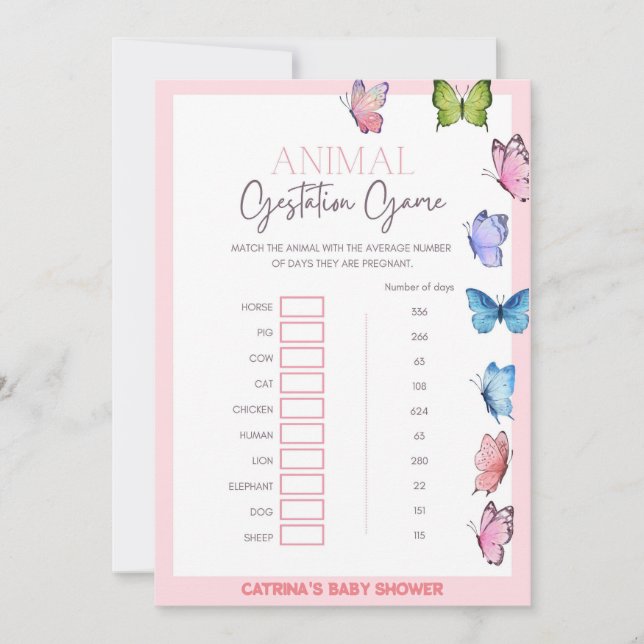 Butterfly Baby Shower - Editable Name, 5x7 Invitation (Front)