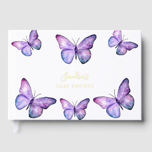 Butterfly Baby Shower Elegant Purple Guest Book