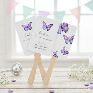 Butterfly Baby Shower Elegant Thank you Script   Hand Fan