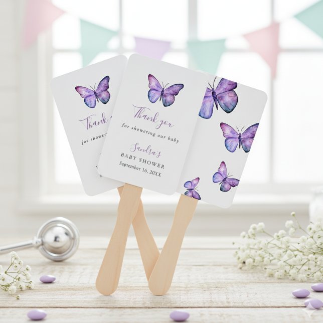 Butterfly Baby Shower Elegant Thank you Script   Hand Fan (Creator Uploaded)