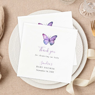 Butterfly Baby Shower Elegant Thank you Script  Napkin
