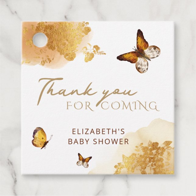Butterfly Baby Shower Favour Tags (Front)