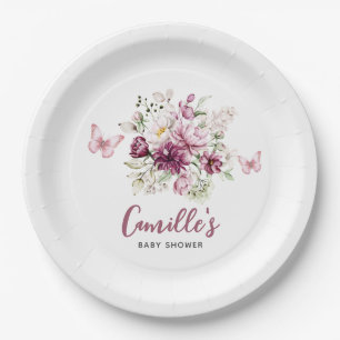Butterfly Baby Shower Floral Paper Plate