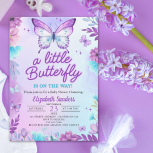 Butterfly Baby Shower for Girl Pink & purple Invitation