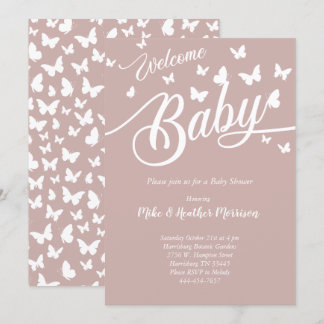 Butterfly Baby Shower Gender Neutral Invitation