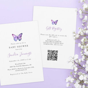Butterfly Baby Shower Gift Registry QR Code Invitation