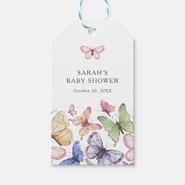 Butterfly Baby Shower Gift Tags (Front)
