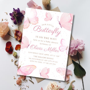 Butterfly Baby Shower Girl Pink Butterflies Garden Invitation