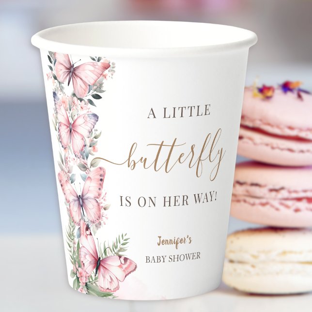 Butterfly Baby Shower Girl Pink Paper Cups (Creator Uploaded)