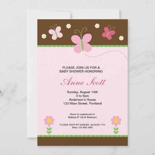 Butterfly Baby Shower Invitation (Front)