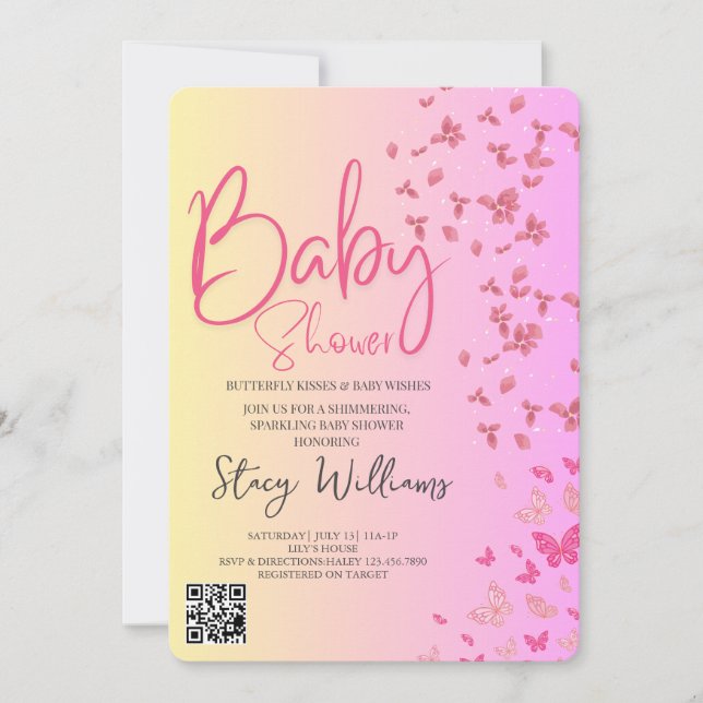 Butterfly Baby Shower Invitation (Front)
