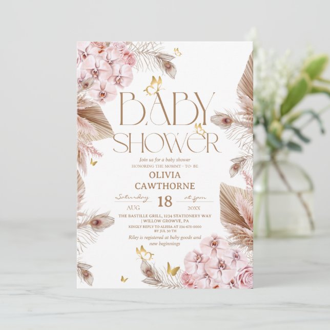  Butterfly Baby Shower  Invitation (Standing Front)