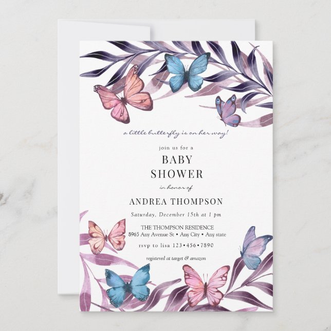 Butterfly Baby Shower Invitation (Front)