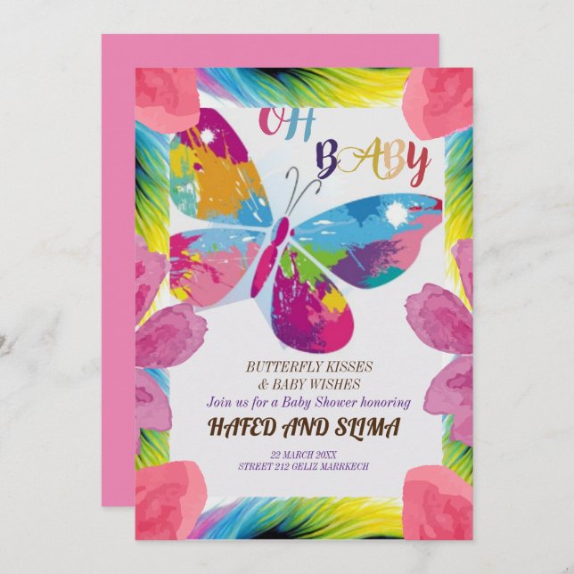 Butterfly Baby Shower Invitation, Butterfly Baby S Invitation (Front/Back)