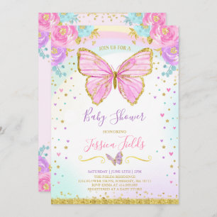 Butterfly Baby Shower Invitation Girl Baby Shower