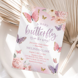 Butterfly Baby Shower Invitation, Girl Baby Shower Invitation