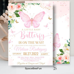 Butterfly Baby Shower Invitation Girl invitatiin