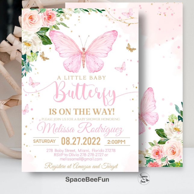  Butterfly Baby Shower Invitation Girl invitatiin (Butterfly invites,Baby Shower,Invitation,A Little Butterfly,Is On The Way,Butterfly Theme,Shower bab)