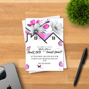 Butterfly Baby Shower Invitation, Pink Purple Butt Acrylic Invitations