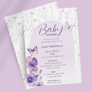 Butterfly Baby Shower Modern Boho Girl Invitation