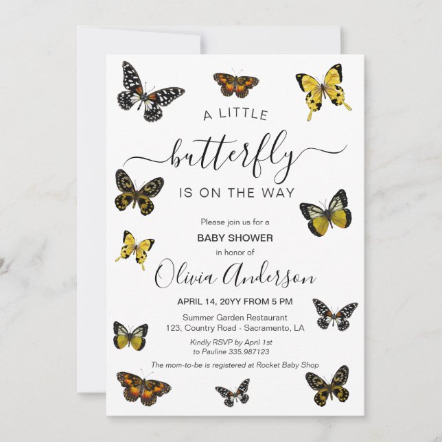 Butterfly Baby Shower neutral Invitation (Front)