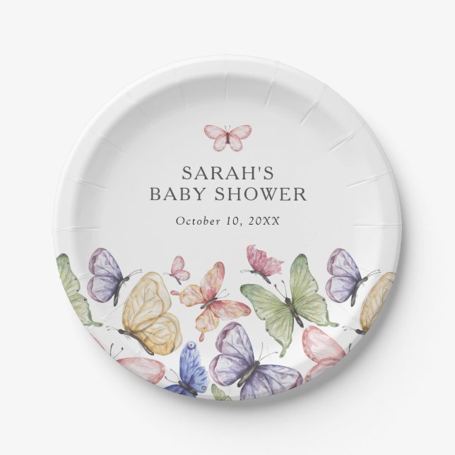 Butterfly Baby Shower Paper Plate (Front)