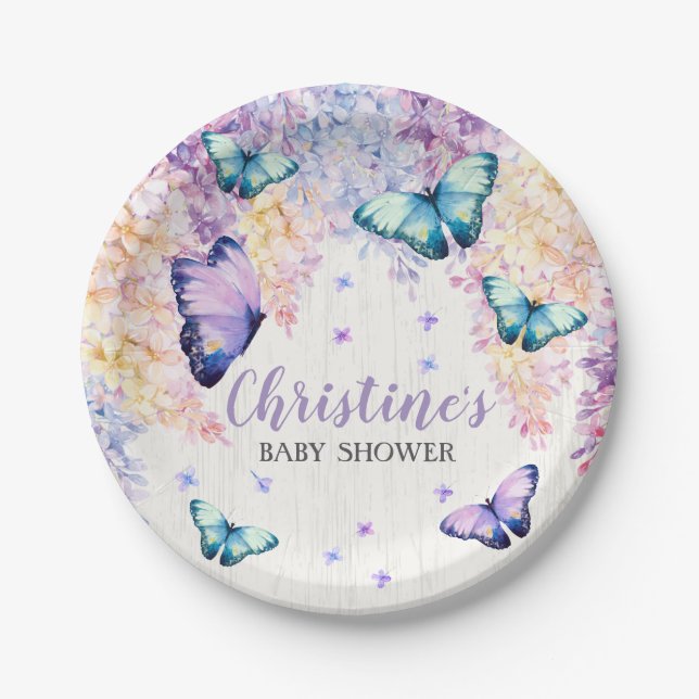 Butterfly Baby Shower Paper Plates (Front)