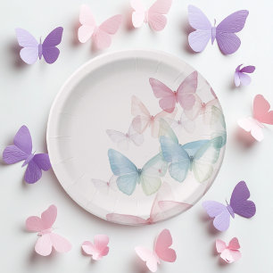 "Butterfly Baby Shower Paper Plates" Paper Plate