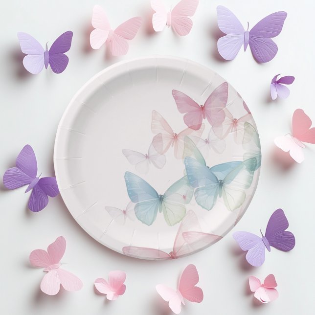 "Butterfly Baby Shower Paper Plates" Paper Plate (Creator Uploaded)