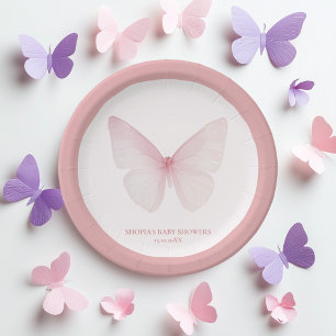 "Butterfly Baby Shower Paper Plates" Plate