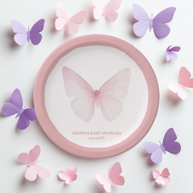 "Butterfly Baby Shower Paper Plates" Plate (Creator Uploaded)