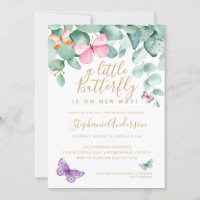 Butterfly Baby Shower Pink Gold Eucalyptus