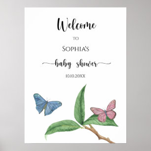 Butterfly baby shower poster