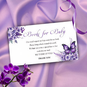 Butterfly Baby Shower Purple Floral Book for Baby Enclosure Card