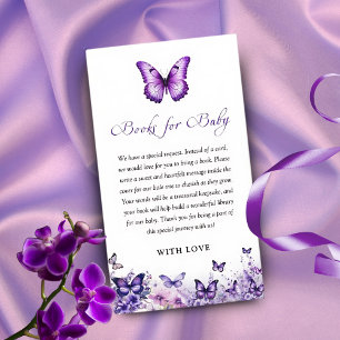 Butterfly Baby Shower Purple Floral Book for Baby Enclosure Card