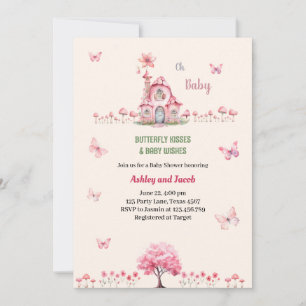 Butterfly Baby Shower Purple Floral Pink Girl  Invitation