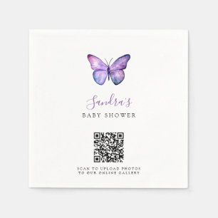 Butterfly Baby Shower Share Photos QR Code Napkin