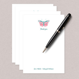 Butterfly Baby Shower thank you note card
