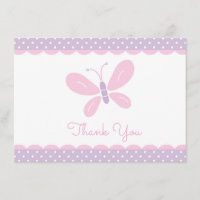 Butterfly Baby Shower Thank You purple pink