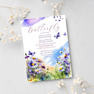 Butterfly baby shower violets daisy meadow invitation