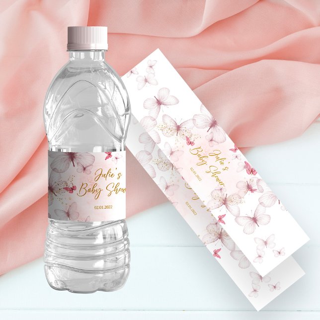 Butterfly Baby Shower Water Bottle Label (Creator Uploaded)