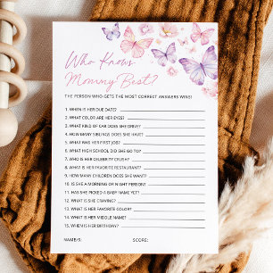Butterfly Baby Shower Who Knows Mummy Best Card