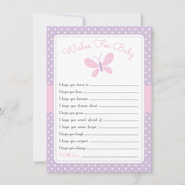 Butterfly Baby Shower Wishes for Baby purple pink Invitation (Front)