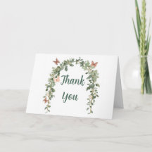 Butterfly Baby Sprinkle Thank You Card Boho Sage