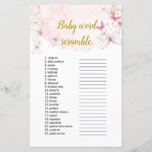 Butterfly Baby Word Scramble Baby Shower Games