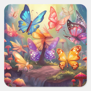 Butterfly Background Square Sticker