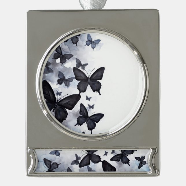 butterfly banner oranment silver plated banner ornament (Front)