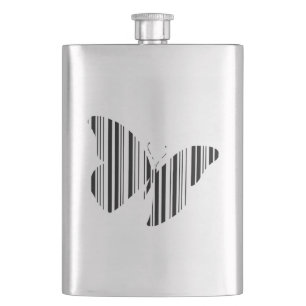 BUTTERFLY BAR CODE Butterflies Pattern Design Hip Flask