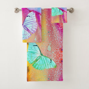 Butterfly bath towel set